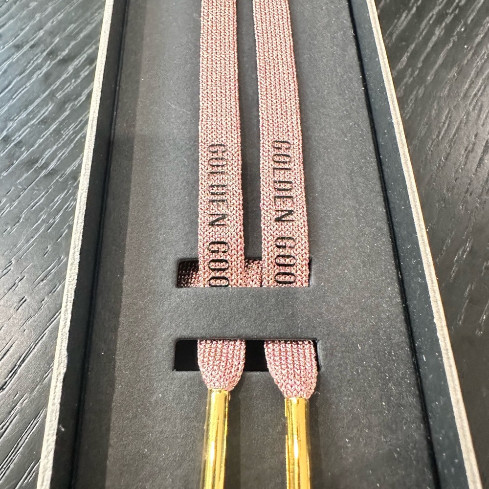 Golden Goose Pink Shoelaces with Gold Tips